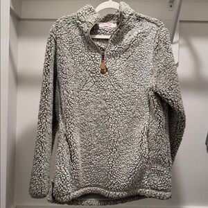 Pink Lily Gray Sherpa Pullover